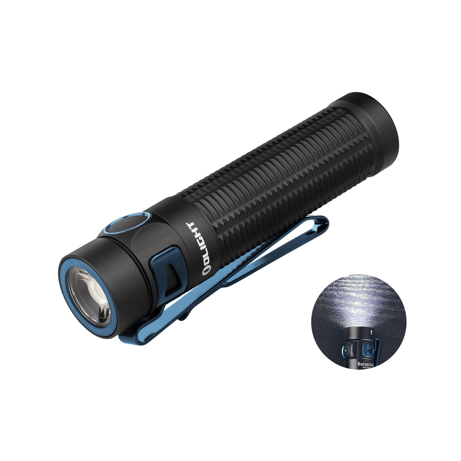Olight Baton3 Pro 1500 流明 EDC 可充电手电筒，带 MCC3，紧凑型袖珍手电筒，带 L 形支架和高性能 LED，适用于露营、徒步旅行和紧急情况