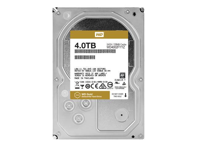 Western Digital Bare Drives WD Gold 4TB企业级硬盘-7200 RPM级SATA 6 Gb / s 128MB高速缓存3.5英寸-WD4002FYYZ