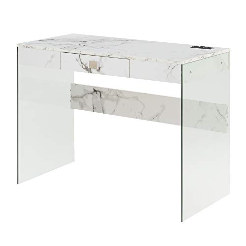 Convenience Concepts SoHo 玻璃办公桌，带充电站，42 英寸