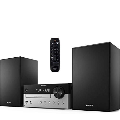 Philips 家庭蓝牙立体声系统，带 CD 播放器、MP3、USB、音频输入、FM 收音机、低音反射扬声器、60W、含遥控器