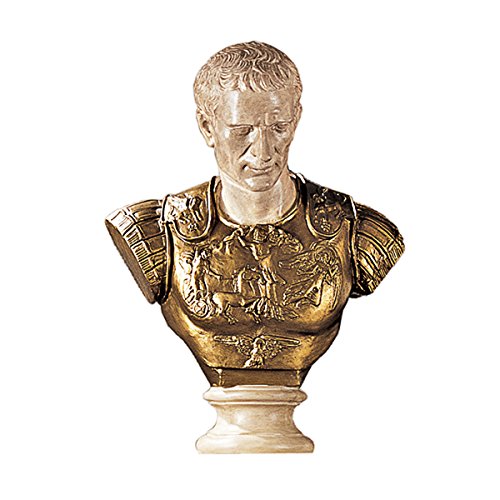 Design Toscano 身穿盔甲的朱利叶斯·凯撒半身像，27 英寸，仿青铜和石材