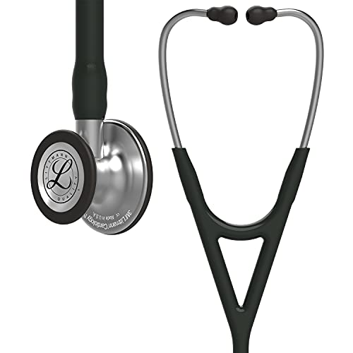 3M Littmann 听诊器，心脏病学 IV，黑管，不锈钢胸件，22 英寸，6151