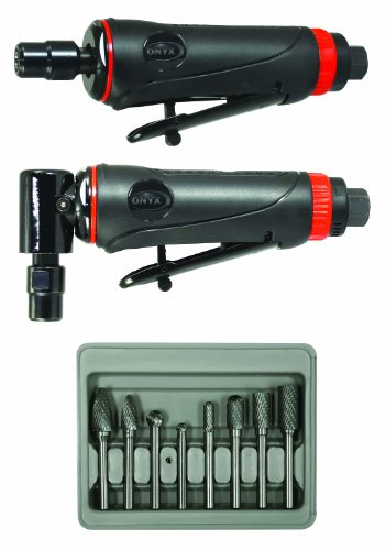 Astro Pneumatic Tool 219 ONYX 3 件模具研磨机套件，带 90 模具研磨机、模具研磨机和 8 件双切硬质合金旋转毛刺套件