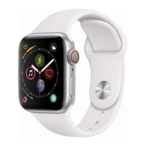 Apple 手表系列 4（GPS + 蜂窝网络，40 毫米）- 银色铝制表壳搭配白色运动表带（更新）