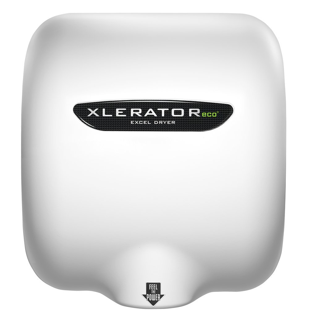 XLERATOR eco XL-BW-ECO 1.1N 高速商用干手器，白色热固塑料盖，自动传感器，表面安装，降噪喷嘴，LEED 认证，无热量 4.5 安培 110/120V