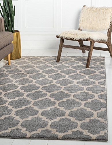 Unique Loom 格子收集摩洛哥格子浅灰色地毯（13'x 18'）