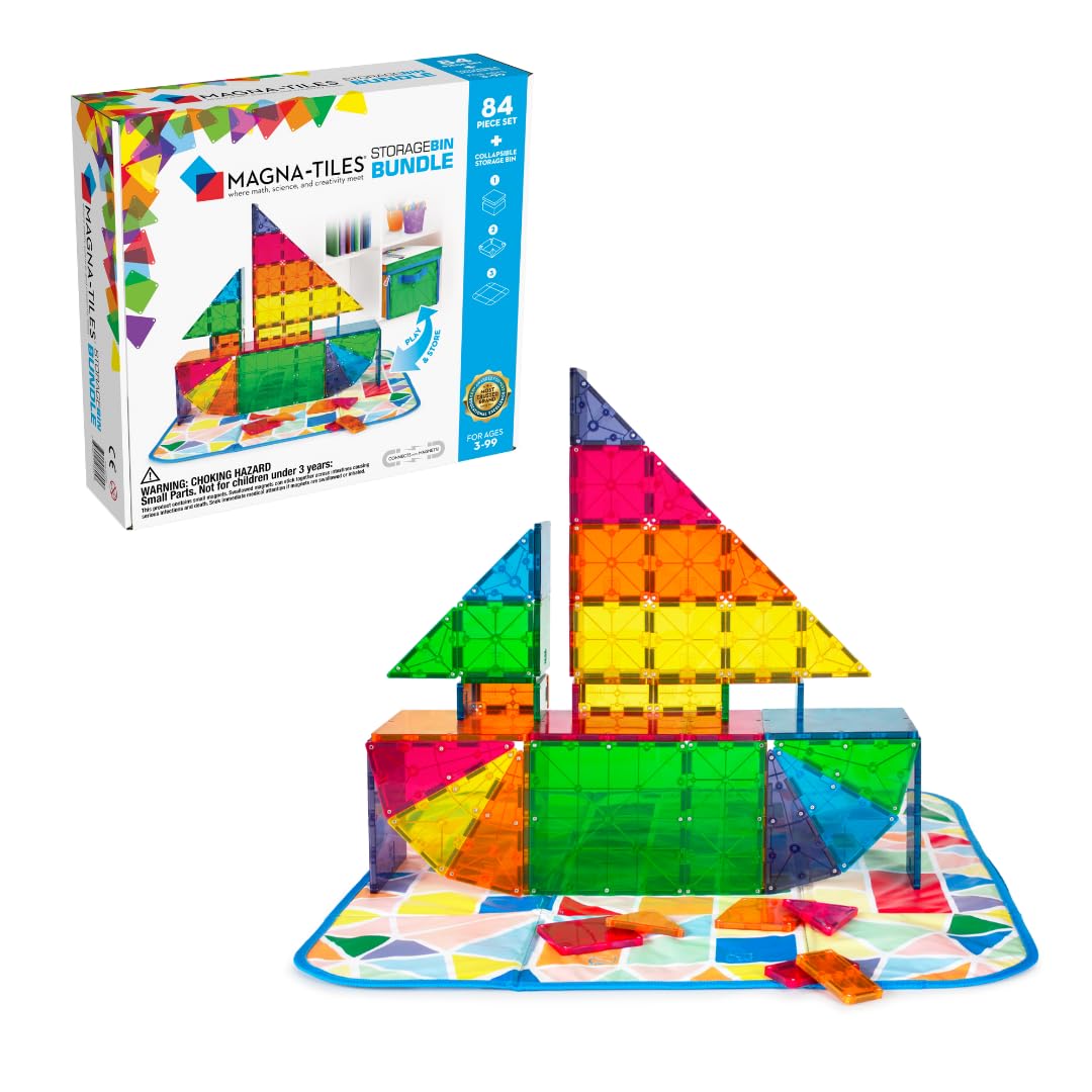 Magna-Tiles 储物箱套装 84 件磁性建筑套装，原创磁性建筑品牌