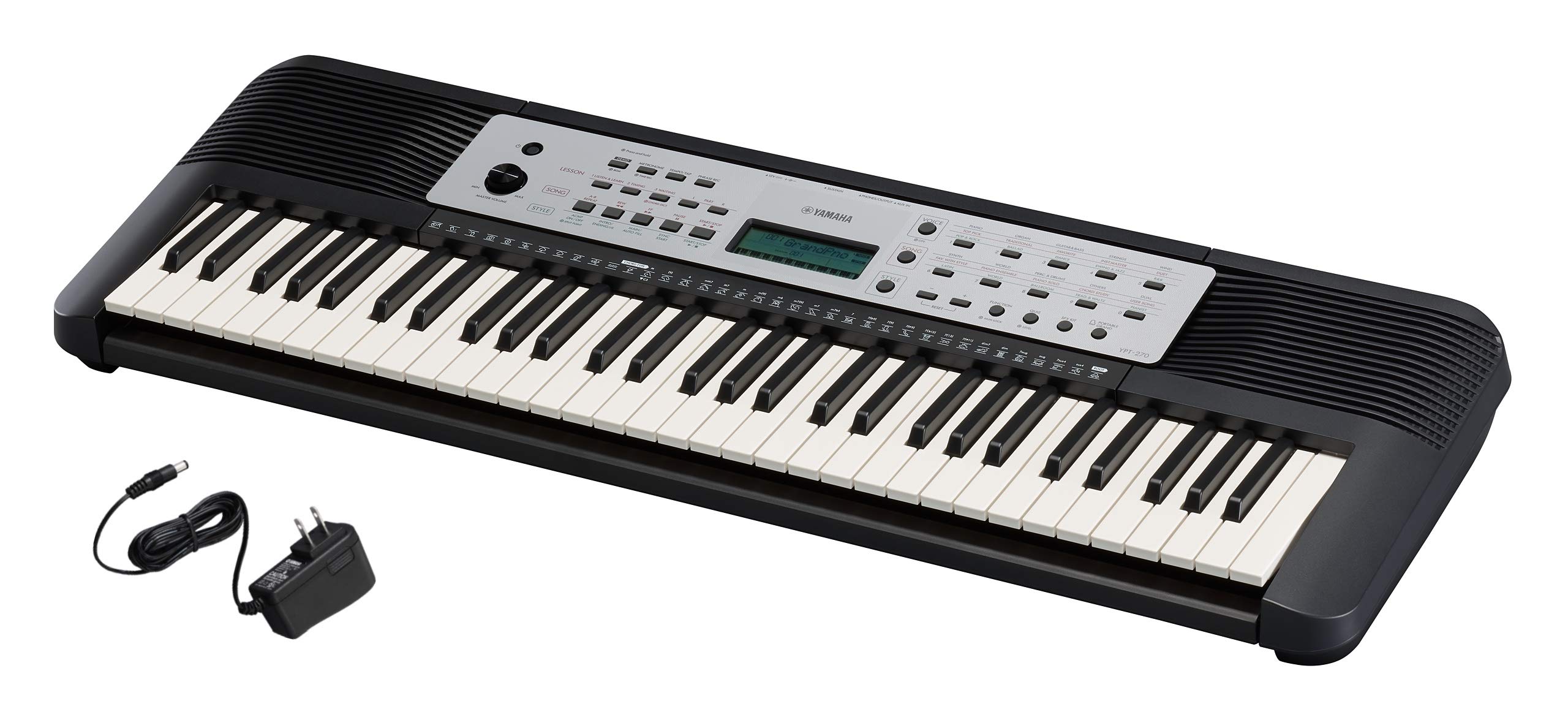 YAMAHA YPT270 61 键便携式键盘带电源适配器（亚马逊独家），黑色