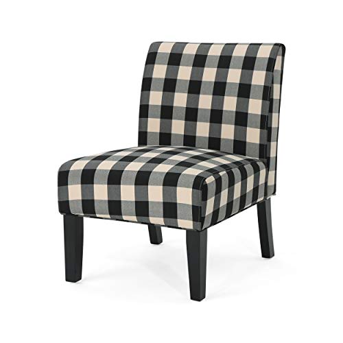 Christopher Knight Home Kendal 传统软垫农舍特色椅子，黑色棋盘格，哑光黑色