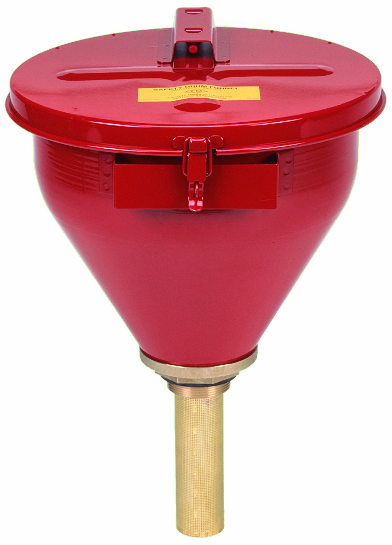 Justrite 2.6 加仑红色镀锌钢大型安全桶漏斗，带自闭盖和 6' 阻火器（用于易燃物）(08207)...
