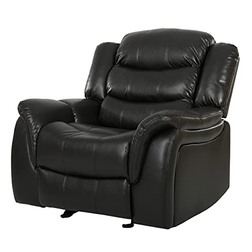 GDFStudio 优异黑色皮革躺椅/滑翔椅