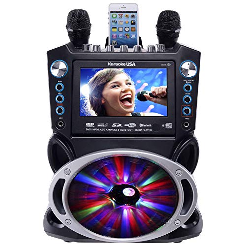 Karaoke USA GF842 DVD/CDG/MP3G 卡拉 OK 机，带 7' TFT 彩色屏幕、录音、蓝牙和 LED 同步灯