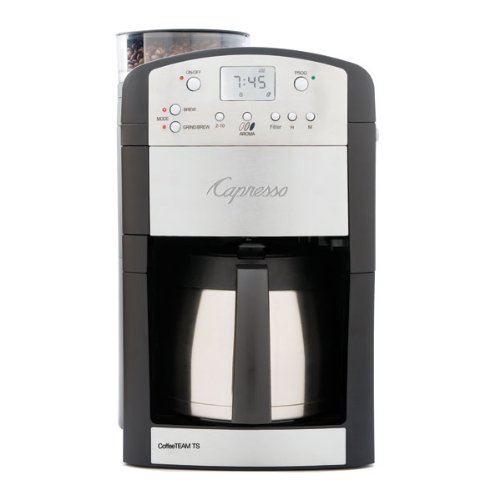 Capresso 465 CoffeeTeam TS 10 杯数字咖啡机，带锥形毛刺研磨机和保温壶