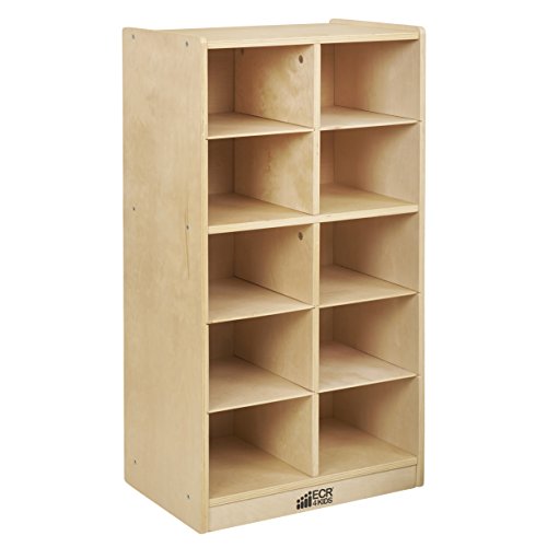 ECR4Kids Birch 10 储物托盘柜，家庭或学校储物收纳盒，耐用桦木硬木，重型移动脚轮，GREENGUARD [GOLD] 认证，符合 CPSIA 标准，滚动存储