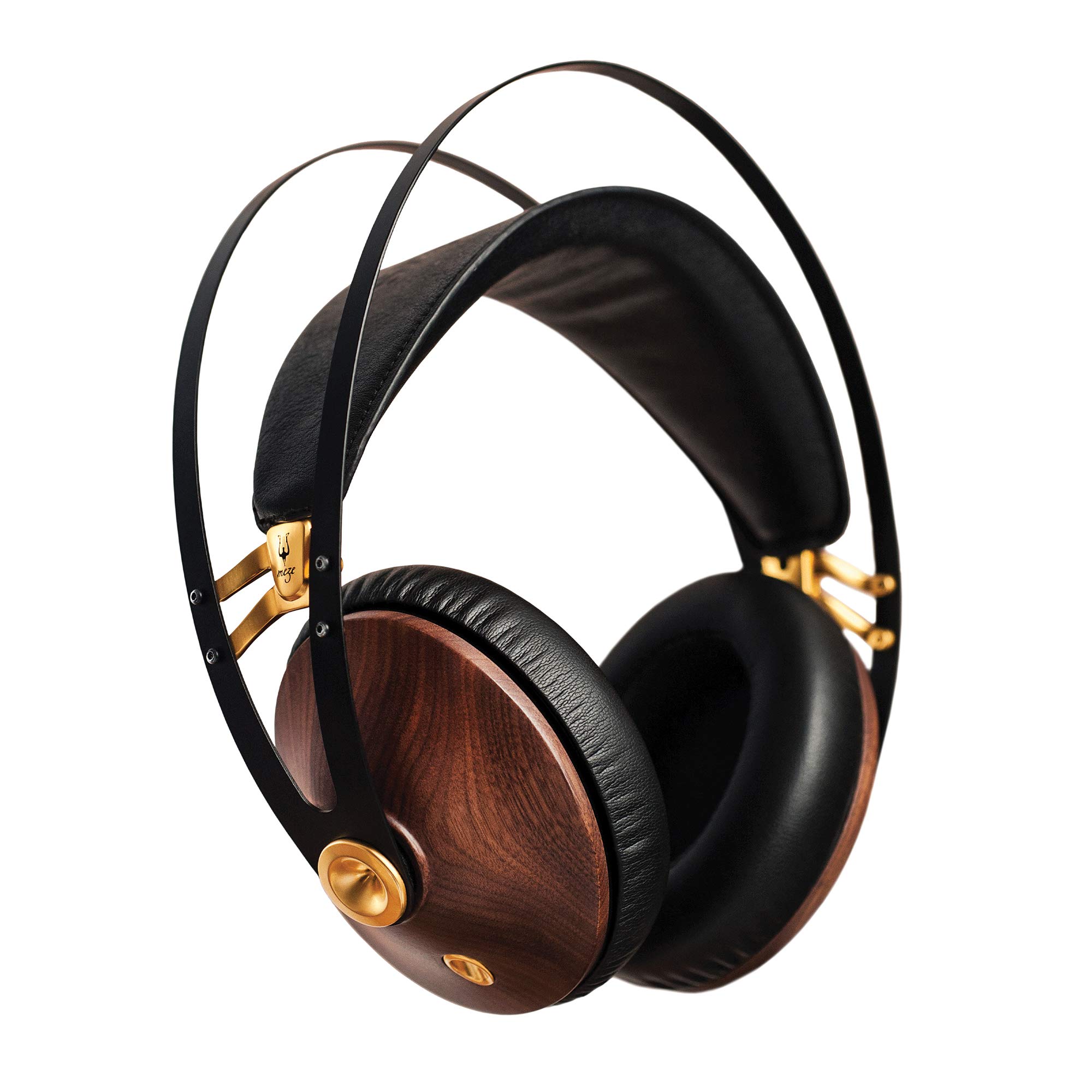 Meze Headphones Meze 99 经典胡桃金 |带麦克风和可自动调节头带的有线包耳式耳机 |适合发烧友的经典木质封闭式耳机