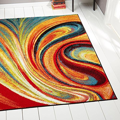 Home Dynamix 飞溅区地毯| 大胆的设计，抽象的图案，绚丽的色彩| 脚下有奇妙的质感，耐污染和褪色，...