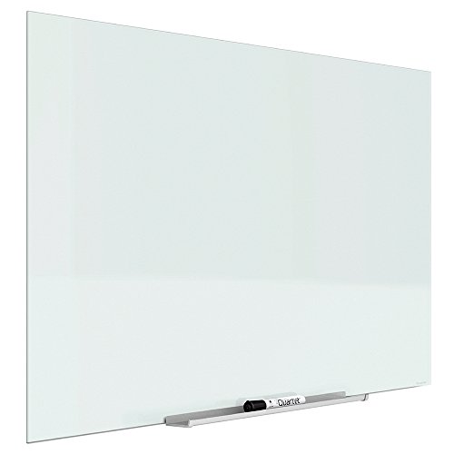 Quartet 玻璃干擦板，白板/白板，磁性，85'x 48'，白色表面，无框，InvisaMount（G85...