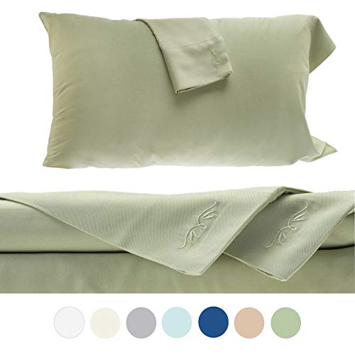 Bed Voyage 竹床单 - 4 件套床单套装 - 防过敏 - 100% 人造丝粘胶竹（全鼠尾草）