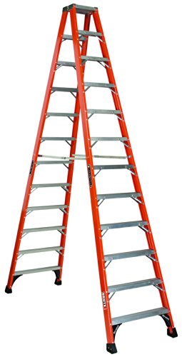 Louisville Ladder FM1412HD玻璃纤维双梯子，12英尺，375磅额定载荷