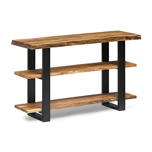 Alaterre Furniture 高山天然木材媒体控制台桌活边，棕色/黑色...