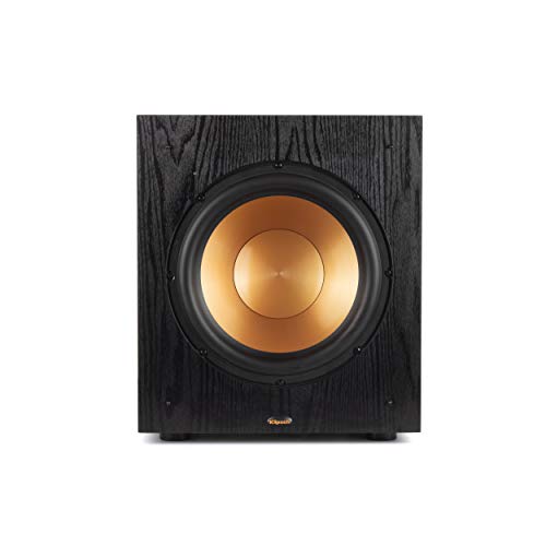 Klipsch Synergy 黑标 Sub-100 10？前置式低音炮，具有 150 瓦连续功率、300 瓦动态功率和全数字放大器，可提供强大的黑色家庭影院低音