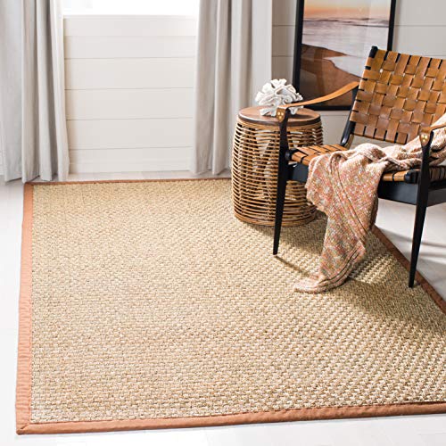 Safavieh 天然纤维系列NF114B Basketweave Natural and Brown Summer Seagrass Square Area Rug（10'Square）
