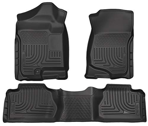 Husky Liners 耐风雨系列|前排和第二排座椅地板衬垫（脚部空间覆盖）- 黑色 | 98211 |适合...