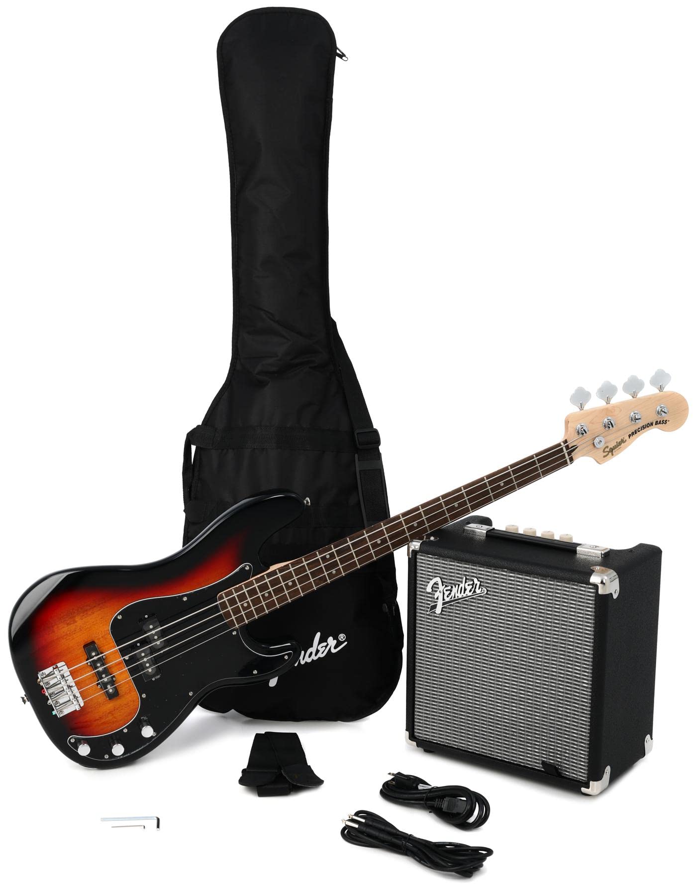 Fender Squier by Affinity 系列 PJ 贝斯、Laurel 指板、3 色 Sunburst、Rumble 15 Amp
