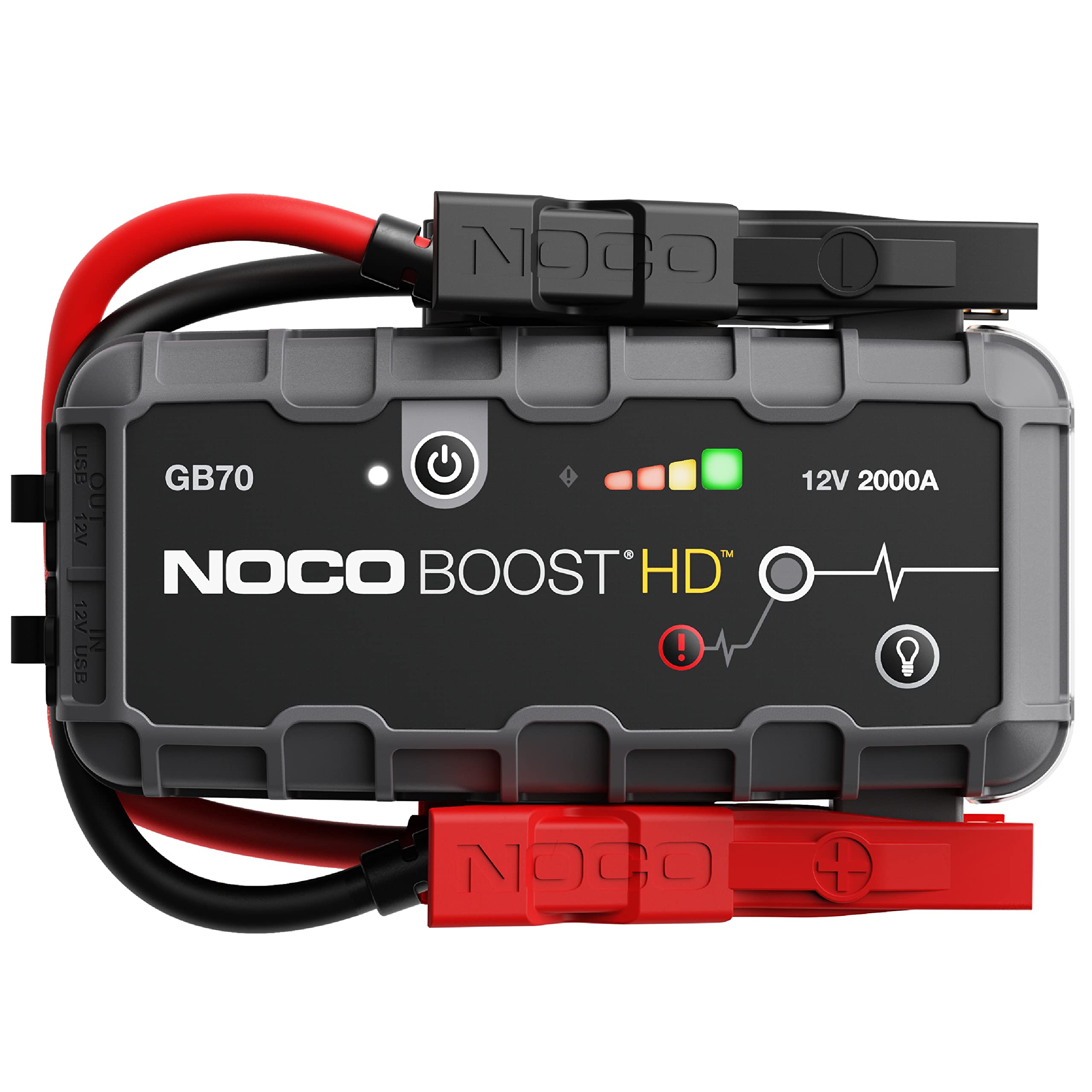 NOCO Boost HD GB70 2000 安培 12 伏超安全锂应急启动箱、汽车电池升压器包、便携式移动...