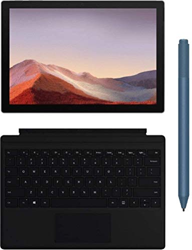  Microsoft Surface Pro 7 MS7 12.3 (2736x1824) 10 点触控显示屏平板电脑，带 Surface 键盘盖和 Surface 触控笔，英特尔第 10 代酷睿 i3，4GB RAM，128GB SSD，Windows 10，白金...