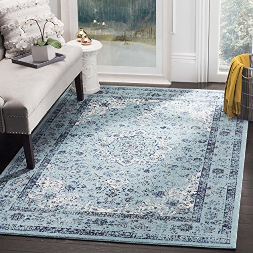 Safavieh Evoke Collection EVK220E复古东方浅蓝色方形地毯（9'Square）...