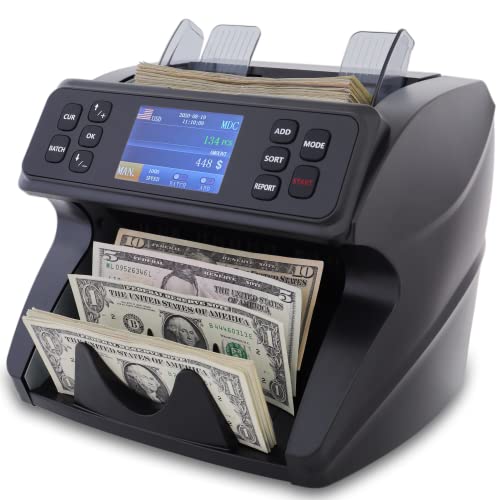 DETECK Spark 银行级点钞机混合面额，2 年保修多币种点钞机，序列号，2CIS/UV/IR/MG/MT 小型企业伪钞检测