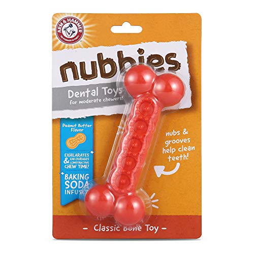 Arm & Hammer 宠物 Nubbies 二元骨牙科狗玩具|适合中度咀嚼者的最佳狗咀嚼玩具狗牙齿玩具有助于减少牙菌斑和牙垢 |青苹果味小苏打