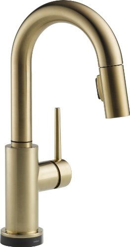 Delta Faucet Trinsic 单把手 Bar-Prep Touch 厨房水槽水龙头，带下拉式喷雾器、Touch2O 技术和磁性对接喷头，香槟青铜色 9959T-CZ-DST