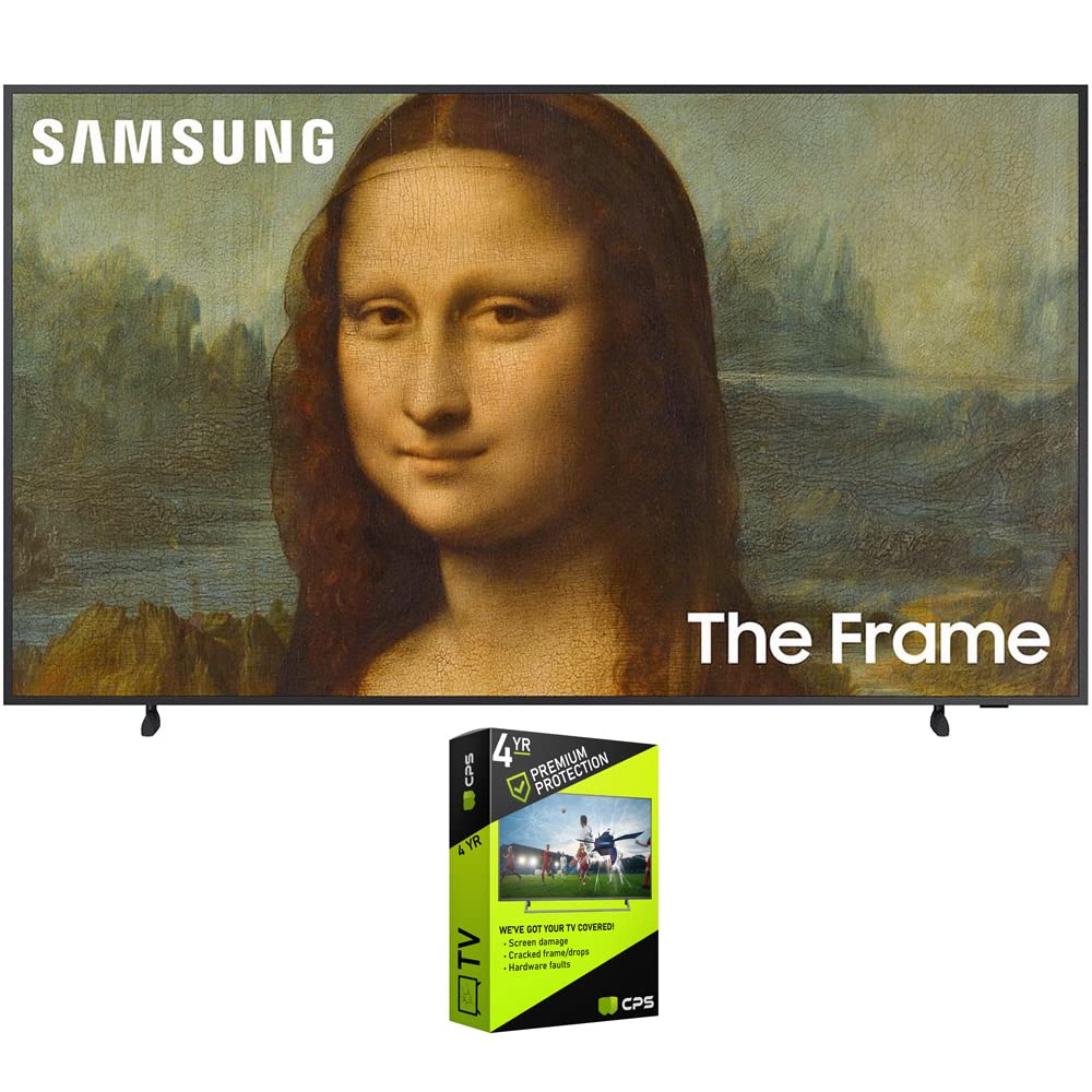 Samsung The Frame QLED 4K UHD 量子 HDR 智能电视 2022 年套装，含高级 4 年 CPS 增强保护包