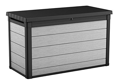 keter Denali 200 加仑树脂大甲板盒 - 整理和存放露台家具、户外垫子、花园工具和泳池玩具，灰色...