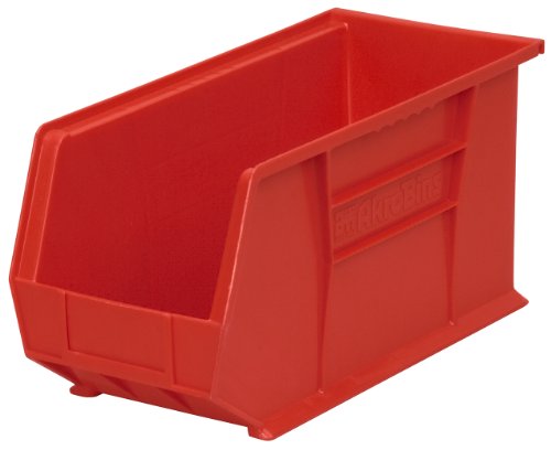 Akro-Mils 30265 AkroBins 塑料储物箱悬挂堆叠容器，（18 英寸 x 8.25 英寸 x 9 英寸），红色，（6 件装）