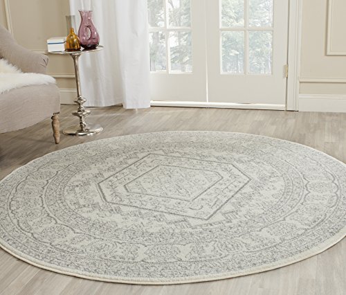 Safavieh 阿迪朗达克（Adirondack）系列ADR108B象牙色和银色东方复古圆章圆形地毯（10'...