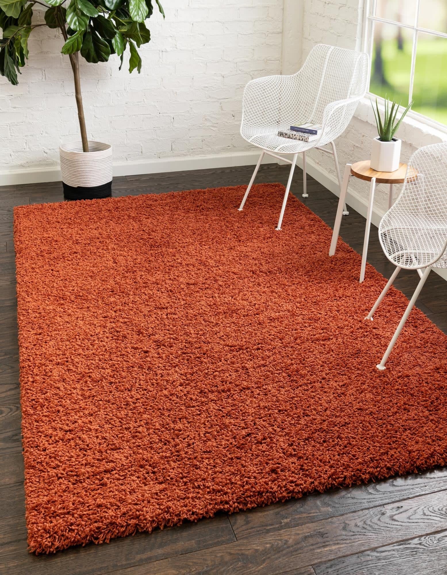 Unique Loom 纯色粗毛收集区域地毯（6'1'x 9'长方形，赤土色）...