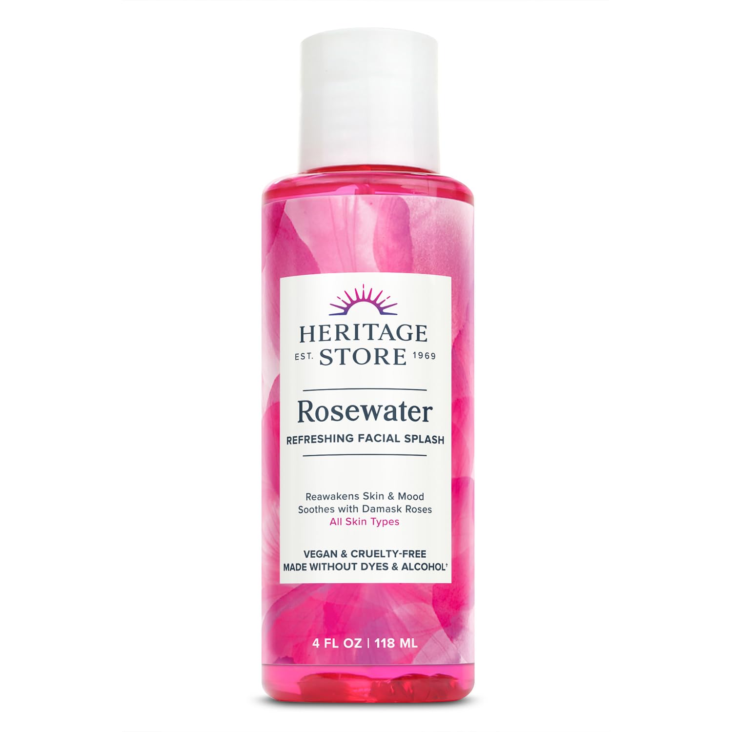 HERITAGE STORE 玫瑰水，皮肤和头发保湿配方，不含染料或酒精，纯素