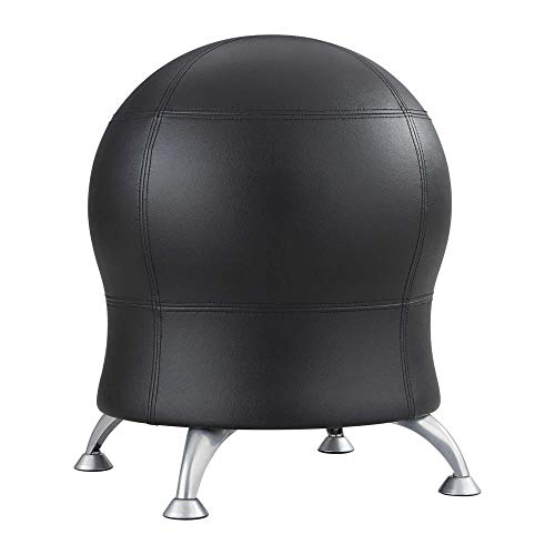 Safco 产品Zenergy球形椅子，黑色乙烯基，矮型，主动座椅，易于清洁