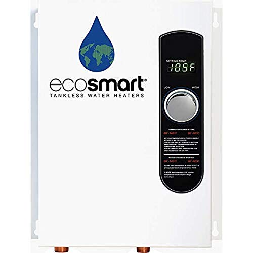 Ecosmart ECO 18 即热式电热水器，18 千瓦，240 伏，采用专利自调节技术，白色