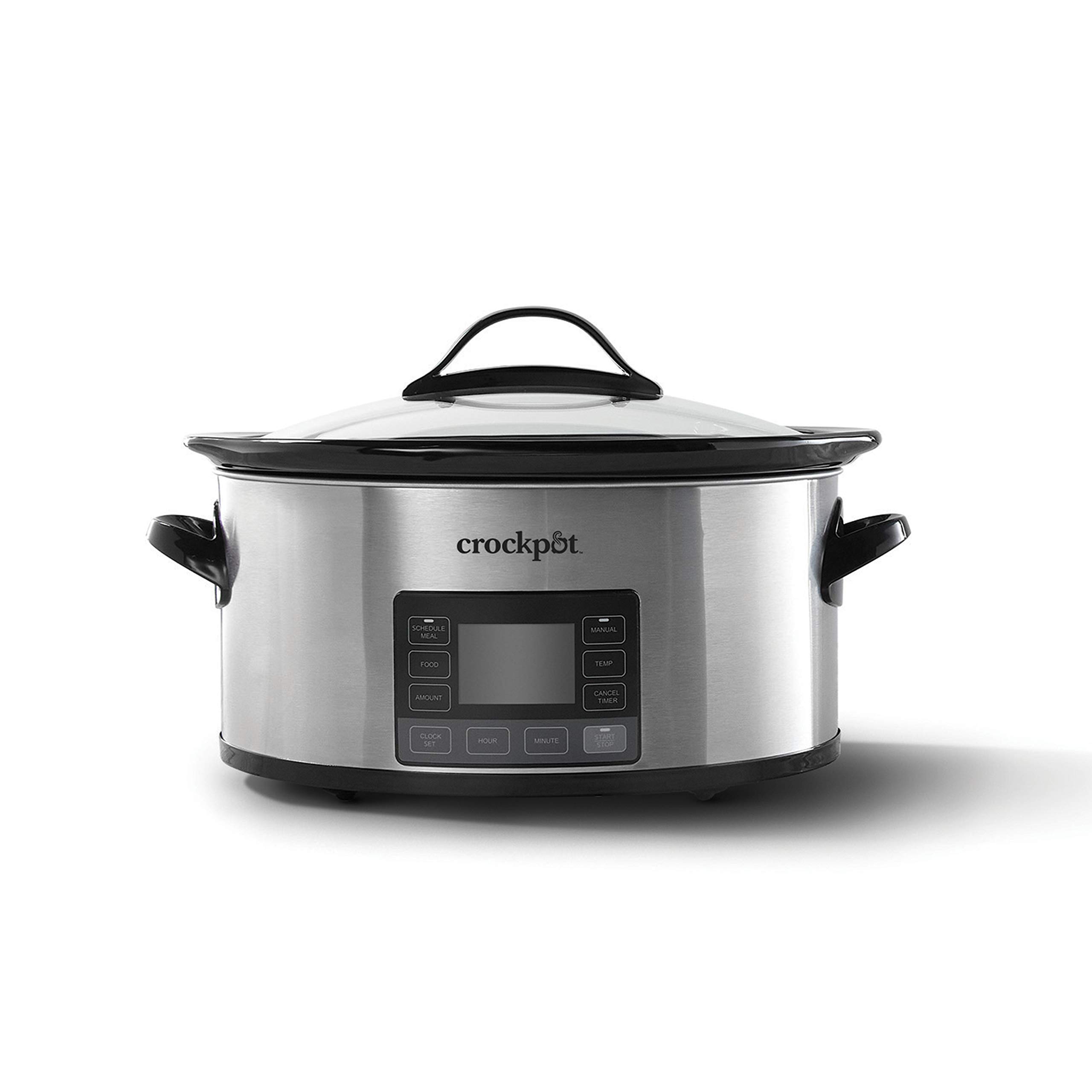 Crock-Pot MyTime Technology 6 夸脱可编程慢炖锅和食物保温器，带数字定时器，不锈钢...
