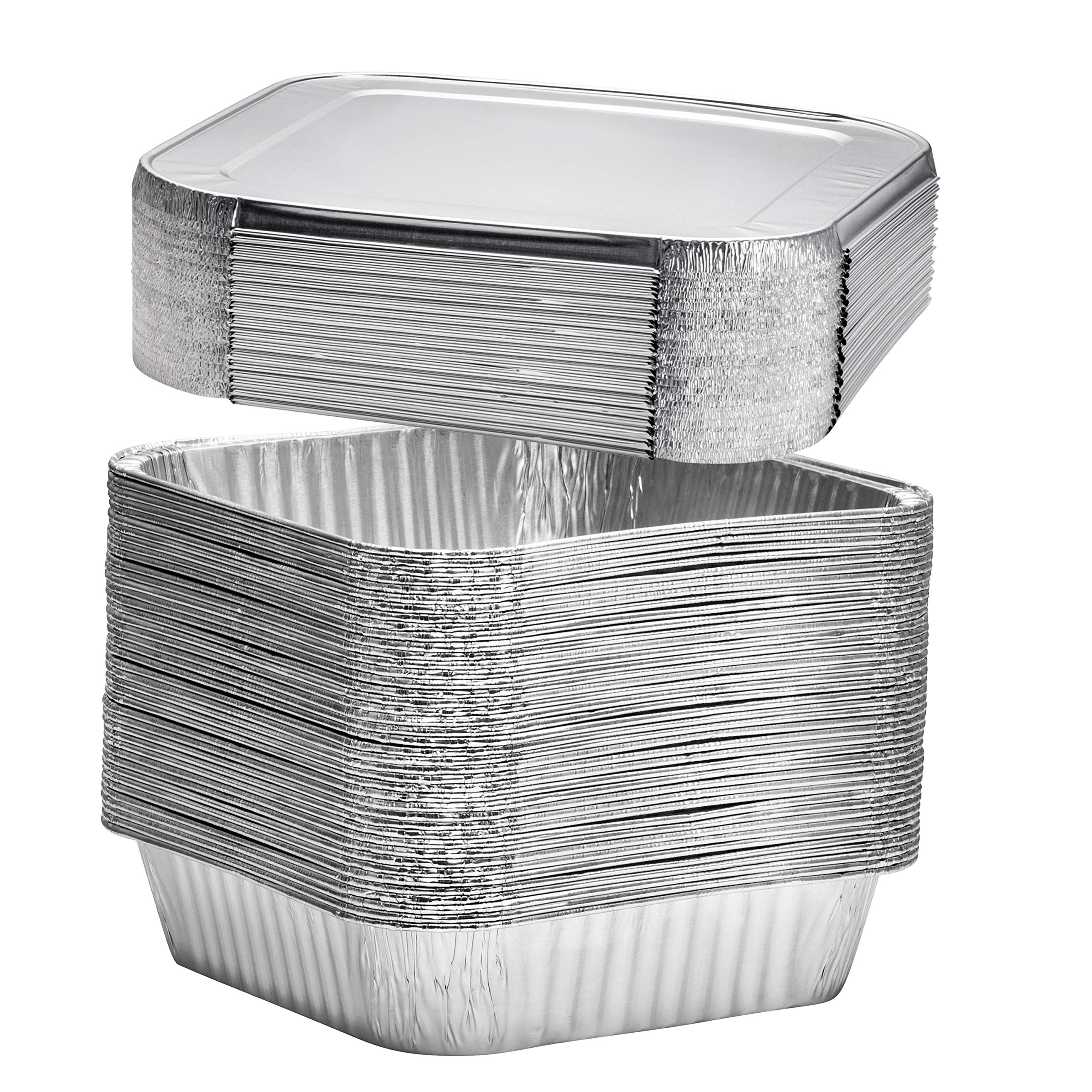 Plastible 8' 方形一次性铝制蛋糕盘 - 铝箔盘非常适合烘焙蛋糕、烘烤、自制面包 | 8 x 8 x 2 英寸
