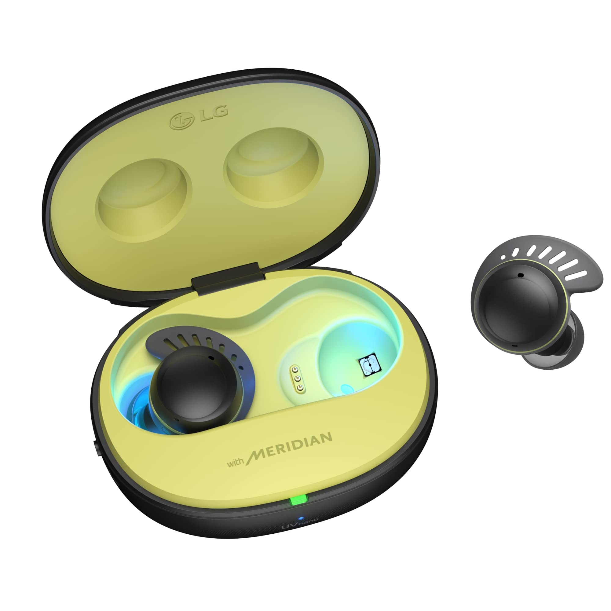 LG TONE Free 真无线蓝牙运动耳机 TF8 - 带 Uvnano 充电盒，IP67 防尘防水，黑色