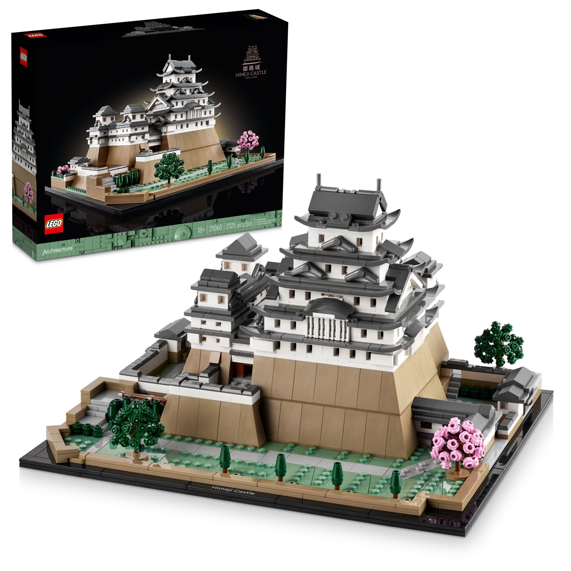 LEGO 建筑地标系列：姬路城 21060 建筑套装，搭建并展示这款成人收藏模型，送给日本爱好者的有趣礼物，日...