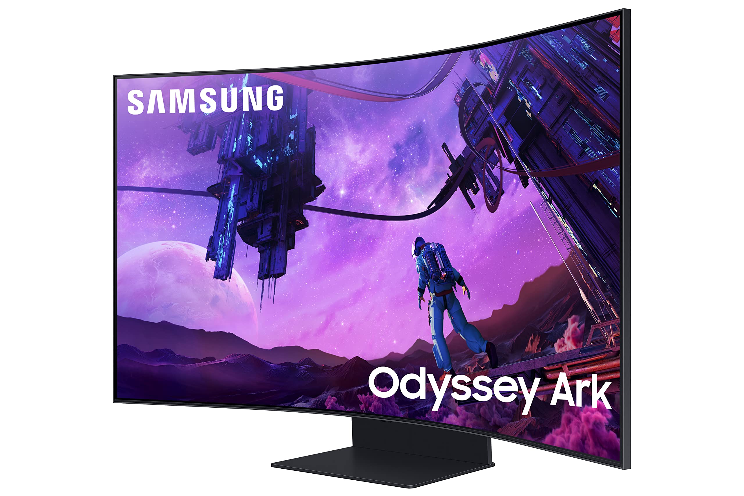 Samsung Odyssey Ark 55 英寸曲面游戏屏幕，4K UHD 165Hz 1ms (GTG) 量子 Mini-LED 游戏显示器，带驾驶舱模式、声音球顶技术、多视图、HDR10+ (S55BG970NN) 2022