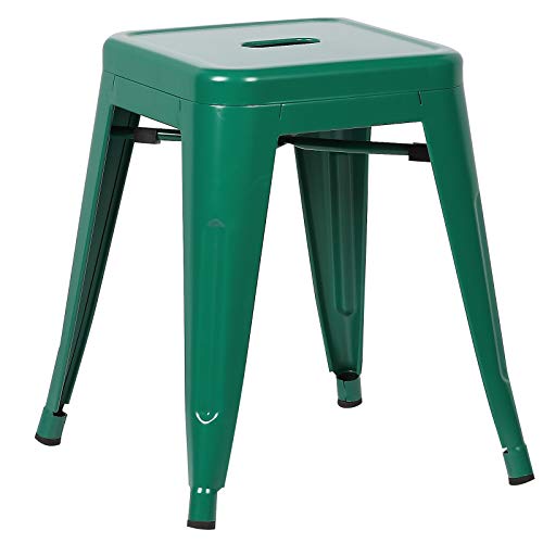 POLY & BARK Trattoria 18英寸深绿色金属餐椅和吧凳（4件套）