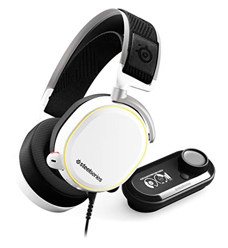 SteelSeries Arctis Pro + GameDAC 有线游戏耳机 - 经过认证的高分辨率音频 - 专用 DAC 和放大器 - 适用于 PS4 和 PC - 白色
