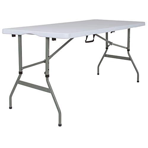 Flash Furniture 白色和灰色 B 花岗岩顶部折叠桌...